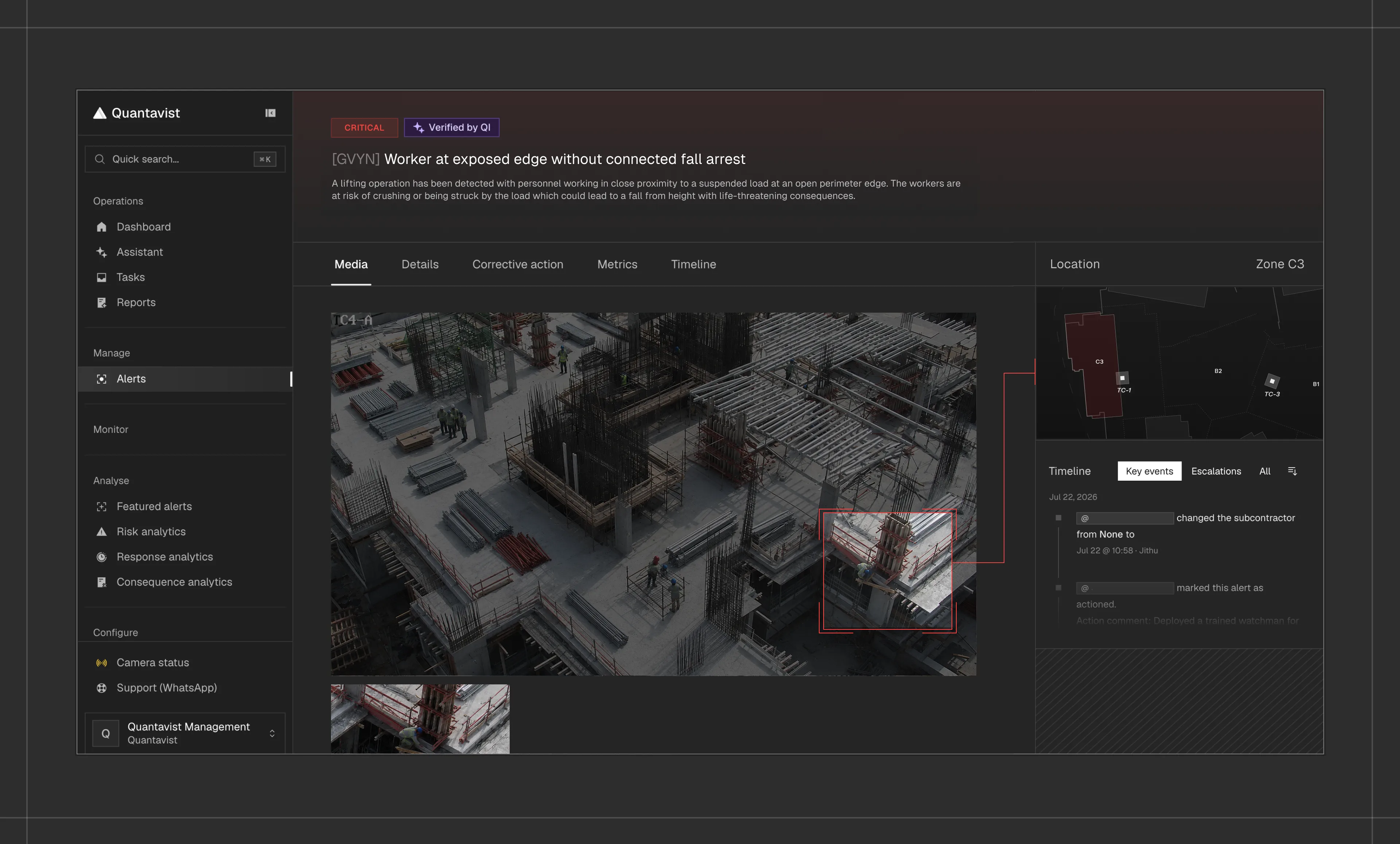 Quantavist ops alert analysis interface